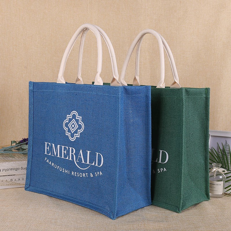 國風涂鴉黃麻布袋手提簡約百搭學生亞麻布包大容量時尚復古購物袋