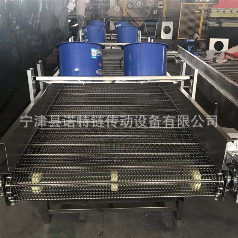 定制擠塑機風冷線網帶輸送機 不銹鋼網鏈提升機 過渡180度轉彎機