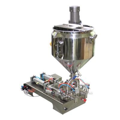 雙頭加熱攪拌灌裝機膏體液體膠水化妝品自動灌裝設備廠家直銷