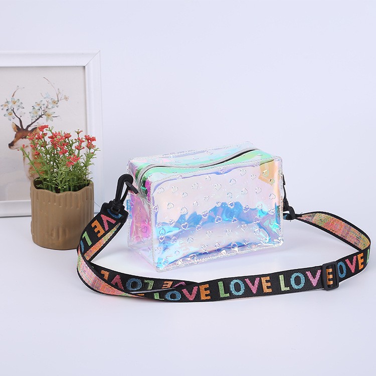 龍港女式兒童挎包pvc單肩手提幻彩斜跨包PVC透明手提包鐳射小包