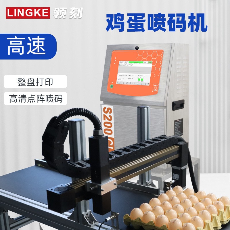 領刻S200系列雞蛋自動噴墨打印機高速雞蛋噴碼機標簽日期打碼機